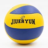 JIUERYUN Size 5 Professional Training Volleyball, Premium Microfiber Leather, Blue Yellow, 8 Inch Diameter 270g Regulation Weight for Pro Athletes Indoor Outdoor Practice