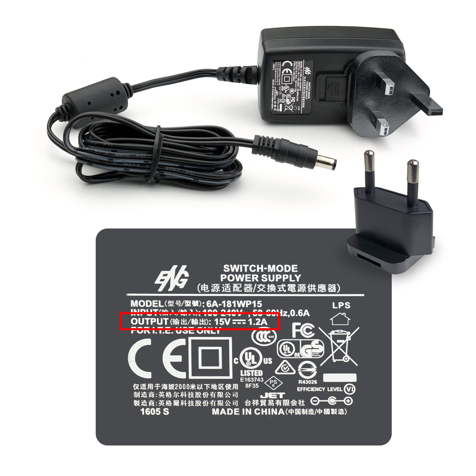 Plustek Scanner Adapter 15V 1.2A - for OpticFilm 8100, 8200i, 7400, 7500, 7600 Series use, not support OpticFilm 135 / 135i