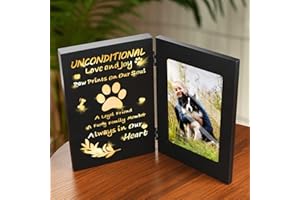 MROUEN Pet Memorial Gifts for Dogs, Dog Memorial Gifts for Loss of Dog, Pet Sympathy Gift for Family, Friend, Wooden Black Dog Picture Frame for Tabletop