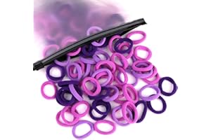 ZINGSO 100 Pcs Kids Hair Ties, Soft Nylon Baby No Damage Seamless Bands Ponytail Holders Accessories for Toddler Girls Abundant Color Choices (Mixed Purple)