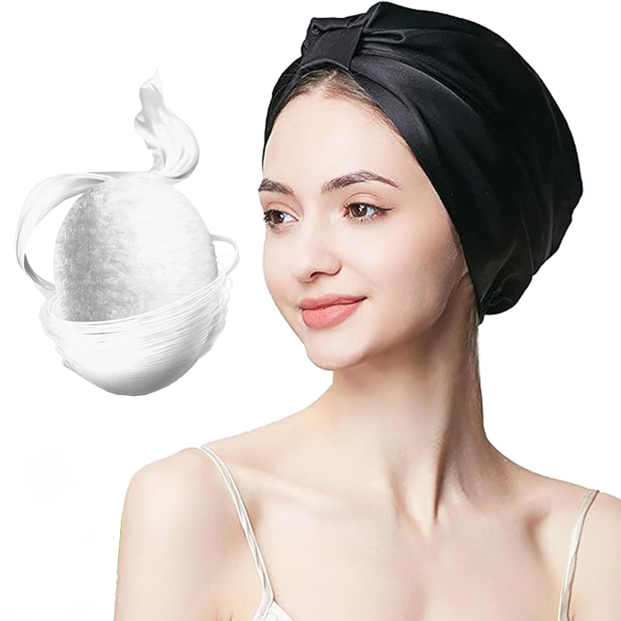SYXLS Natural Silk Bonnet for Sleeping, 100% Pure Mulberry Silk Sleep Cap for Women Hair Care, Soft Hair Wrap Elastic Stay on Head (Black)