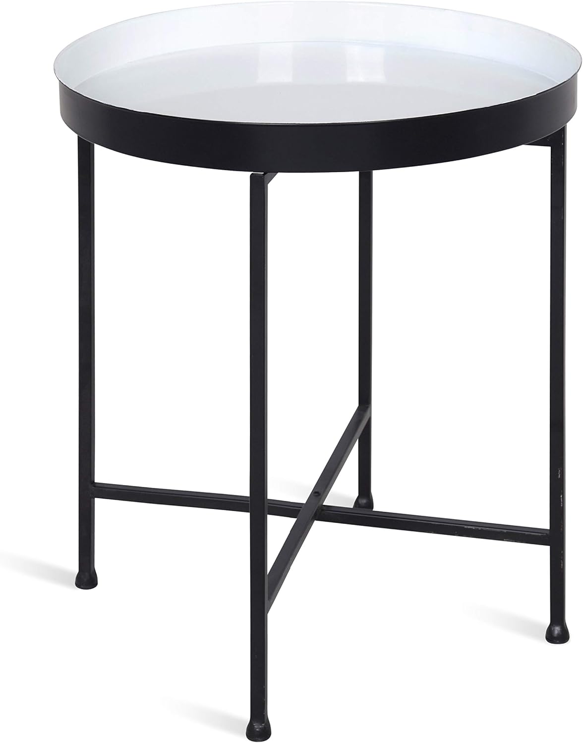 Kate and Laurel Celia Metal Foldable Round Accent Table, 18.25