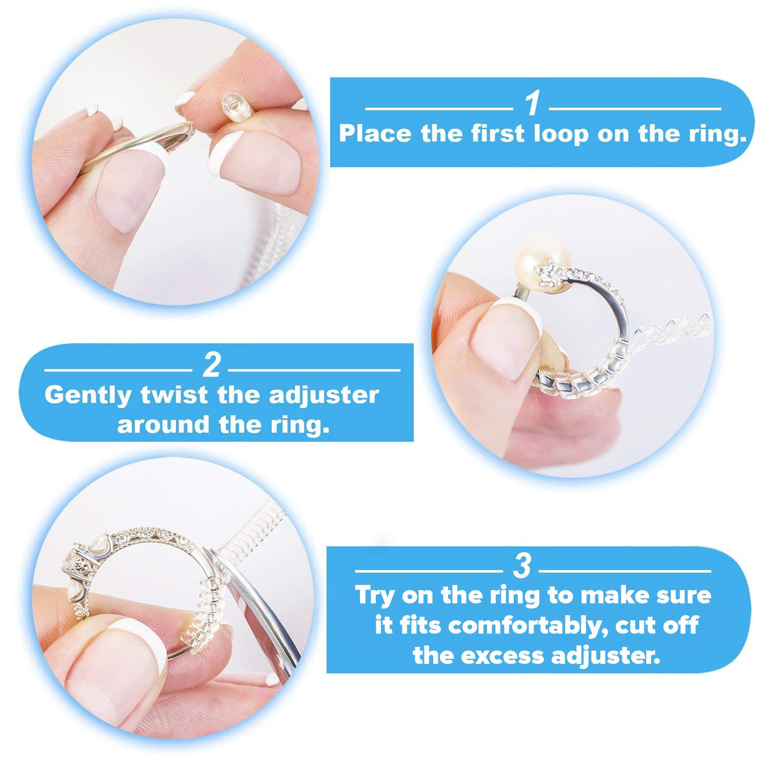 Ring Size Adjuster for Loose Rings 12 Pack, 2 Sizes Jewelry Sizer