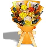 Bonsion Fall Flowers Gifts for Mom, Flower for Delivery, Preserved Roses Bouquets, Birthday Gifts for Women, Mothers Day Flowers for Wife (Orange)
