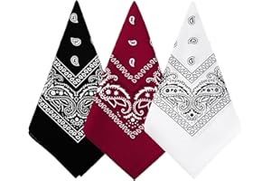 Bycc Bynn 3 Pack 100% Cotton Paisley Pattern Bandanas Face Mask Square Scarf Headwear