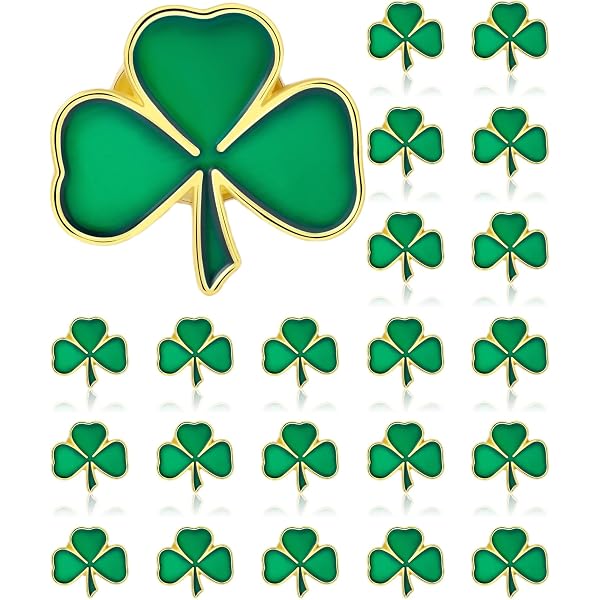 St. Patrick's Day Shamrock Brooch Pin - Green Four-Leaf Clover Hat Pin For Irish Festival