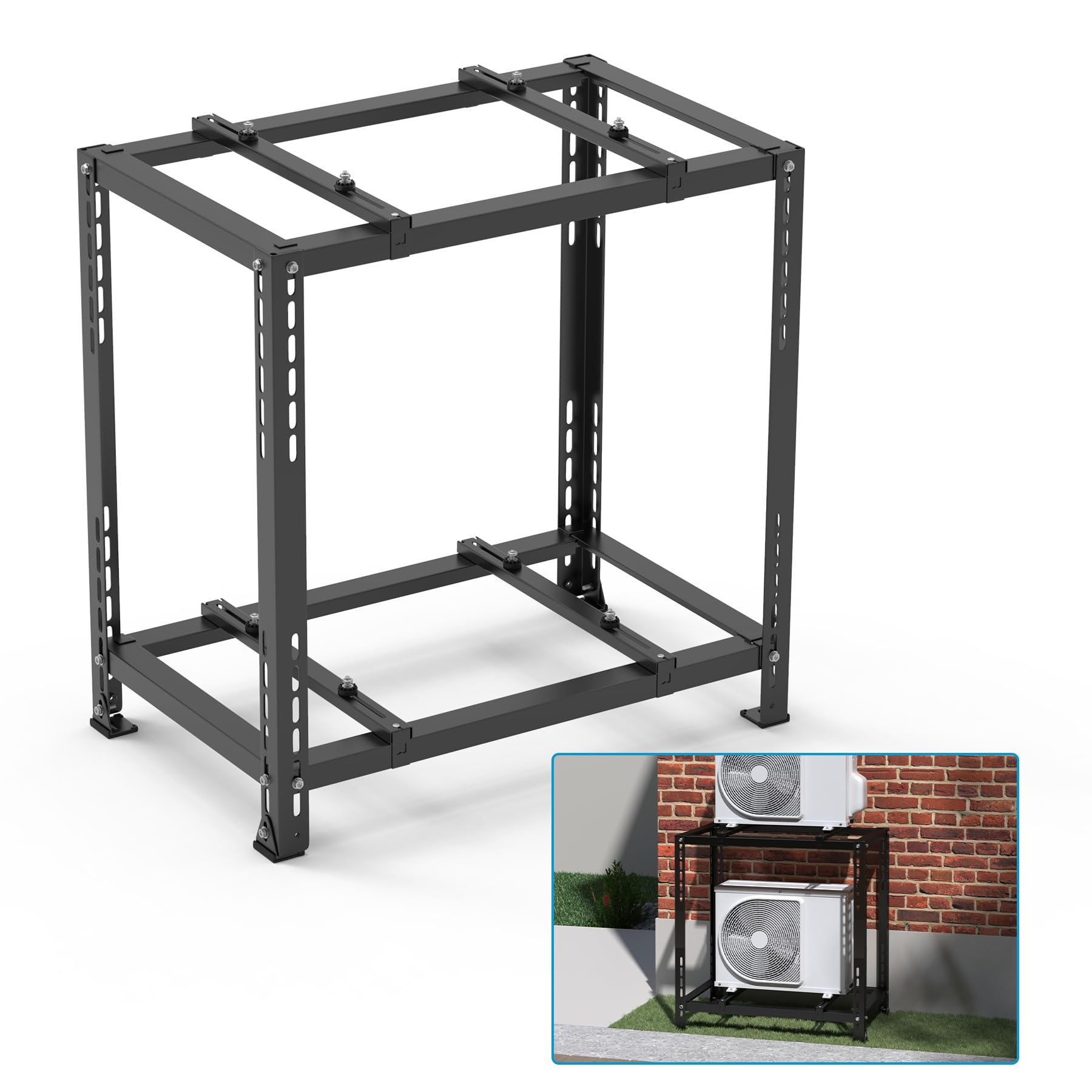 Photo 1 of *missing parts* Air Jade Floor Stand Bracket for Mini Split Air Conditioner Heat Pump, Heavy Duty Mini Split Ground Stand for 9,000-18,000 BTU, Dual Unit AC Condenser Base Stand