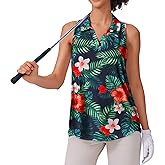 PINSPARK Womens Golf Shirt UPF 50+ Sleeveless Collared Shirts Quick Dry Tennis Polo V-Neck Racerback Athletic Workout Tank