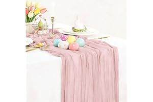 Dusty Pink Table Runner Cheesecloth 35x120 inch, Easter Spring Cheese Cloth Runner Boho Cheesecloths Table Runner for Wedding