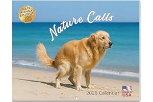 BFFPOSI Dogs Pooping Calendar 2026 - Funny Wall Calendar 2026, White Elephant Gifts Useful, Funny Gag Gifts, Hilarious Yankee Swap Prank Dirty Santa Christmas Gift for Adults Men Women Brother Coworkers family