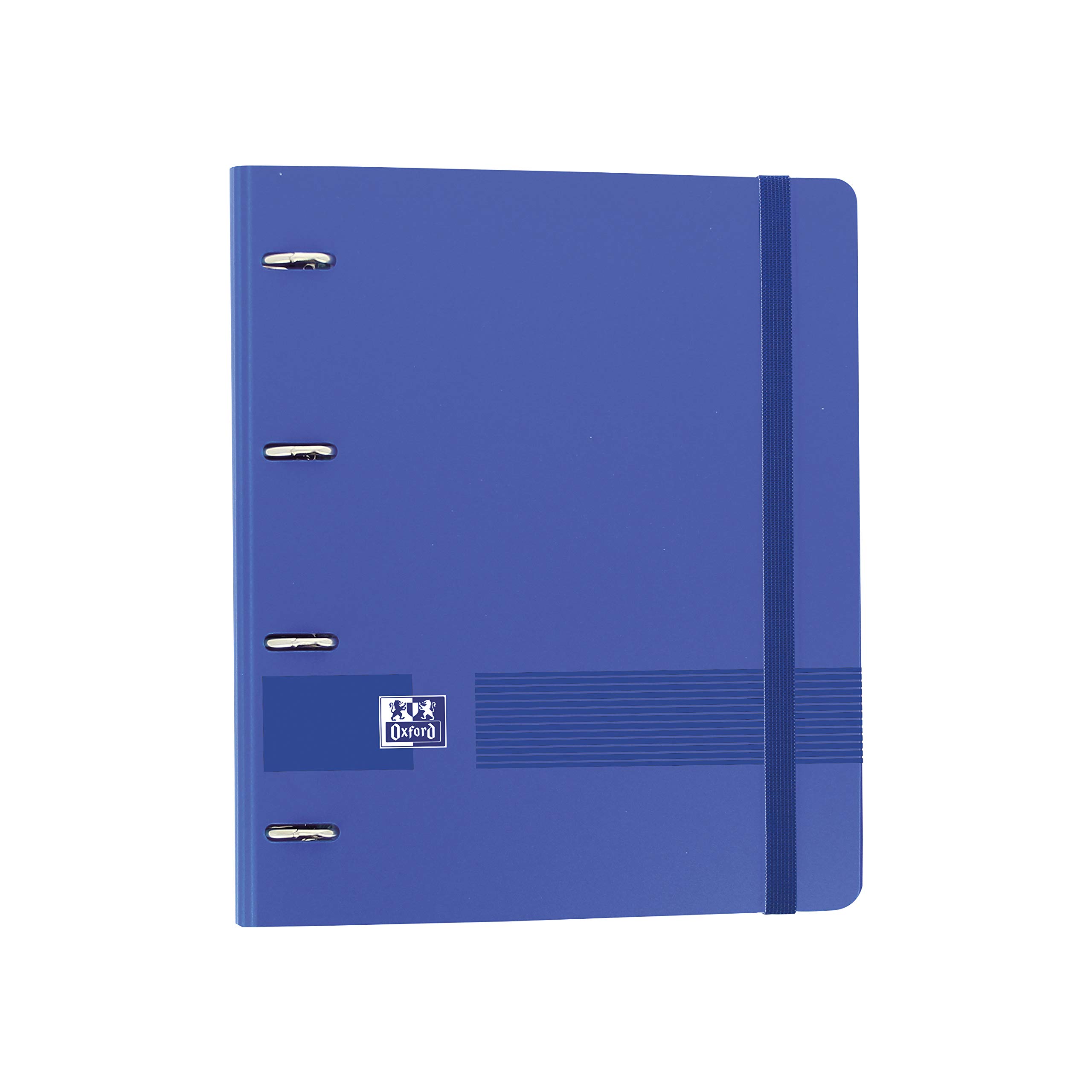 Oxford, 4 Ring Binder A4+ Polyfoam Plastic with Rubber, Includes Spare Grid 5 x 5 with 5 Bands, Colour: Blue