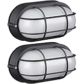 LEONLITE 8.5'' Bulkhead Light Fixture, Nautical Outdoor Lighting, Oval Bulkhead Wall Light, ETL & UL Listed, E26 Base, Wall &