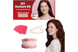 FAGUGESS Dentures DIY Kit: Full Set Top & Bottom Fake Teeth for at-Home Smile Enhancement - Easy & Universal Fit-A06