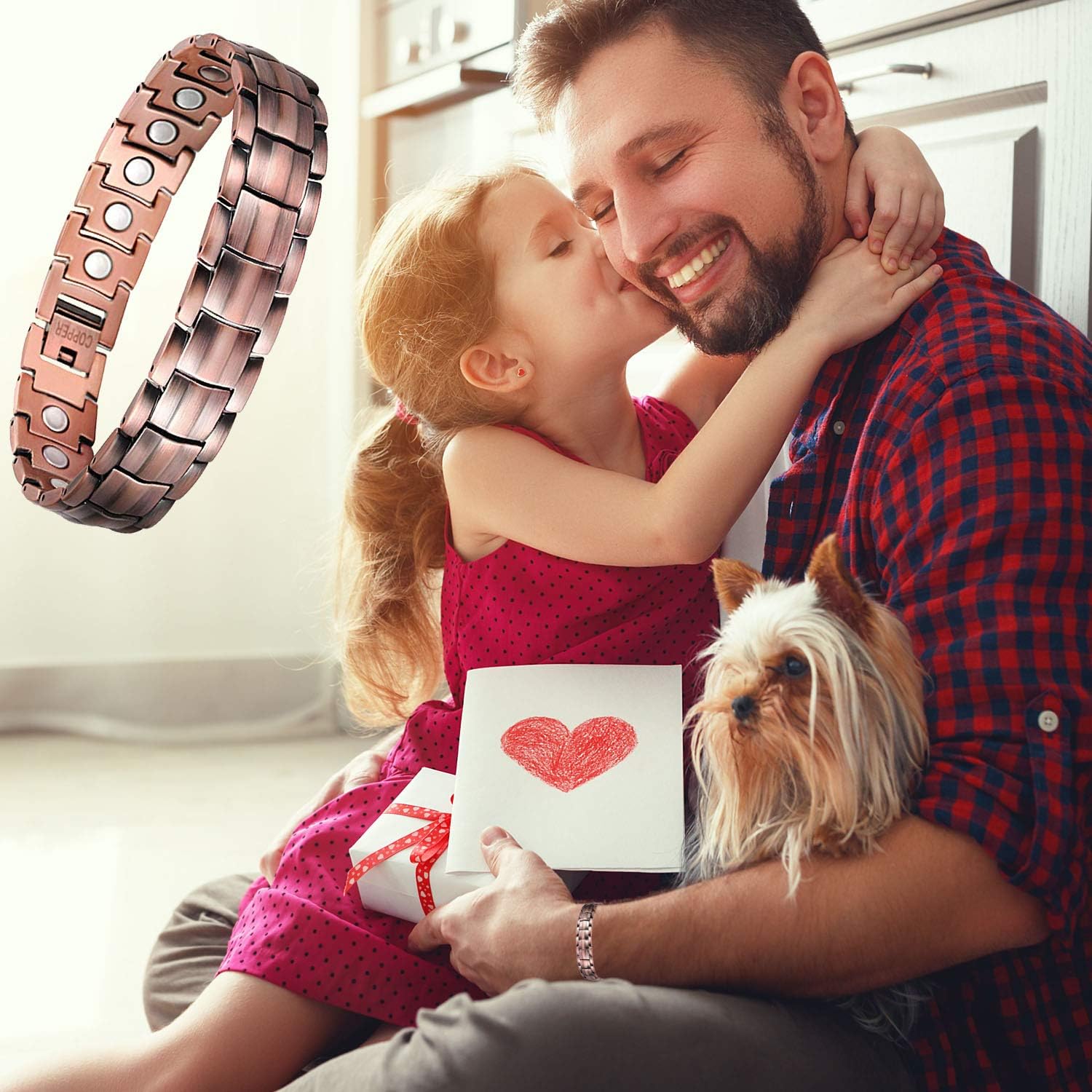 Feraco Solid Copper Bracelet for Men Arthritis Pain Relief Elegant 99.99% Pure Copper Jewelry Strong Magnetic Bracelets: Health & Personal Care