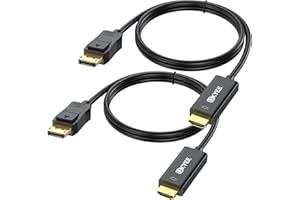 UKYEE Displayport to HDMI Cable 6FT/1.83M 2-Pack, Display Port (DP) to HDMI Adapter 6FT Male to Male Cord Converter for PCs t