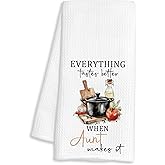 FTKBGHY Aunt Gifts Kitchen Towels, Gifts for Aunt from Nephew Niece, Best Auntie Gifts for Mothers Day Birthday Decorative Dish Hand Tea Towels for Kitchen, 16x24 Inch