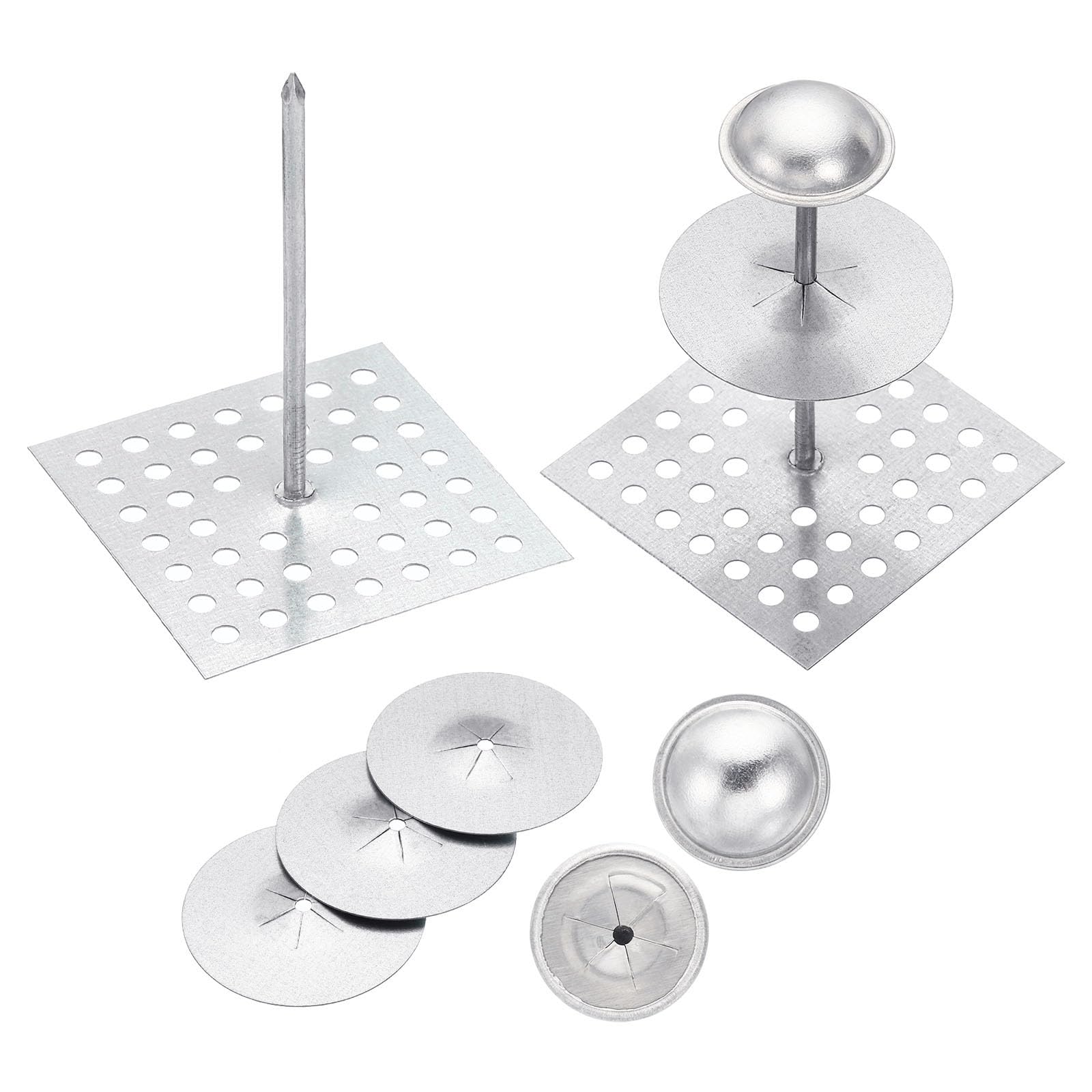 YOKIVE 50 Set Insulation Pins, Self Locking Washers 150Pieces | Insulation Hangers, Great for Gypsum, Board, Wall, Floor, Ceiling Insulation(5cm x 5cm)