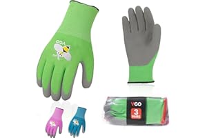 VGO... Vgo 3-Pairs Age 5-7 Kids Gardening Gloves, Children Yard Work Gloves, Soft Safety Rubber Gloves (XXS, KID-RB6013)