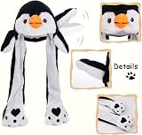 SUNHUITOY Black & White Penguin Plush Hat Moving Ears Cosplay Kids Adults Fun view 2
