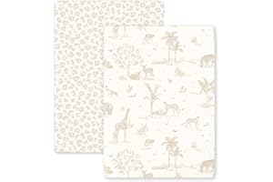Makemake Organics Organic Portable Mini Crib Sheet GOTS Certified Organic Cotton Pack n Play Fitted Sheets Playard Set of 2 (26"X39", Safari and Wild)