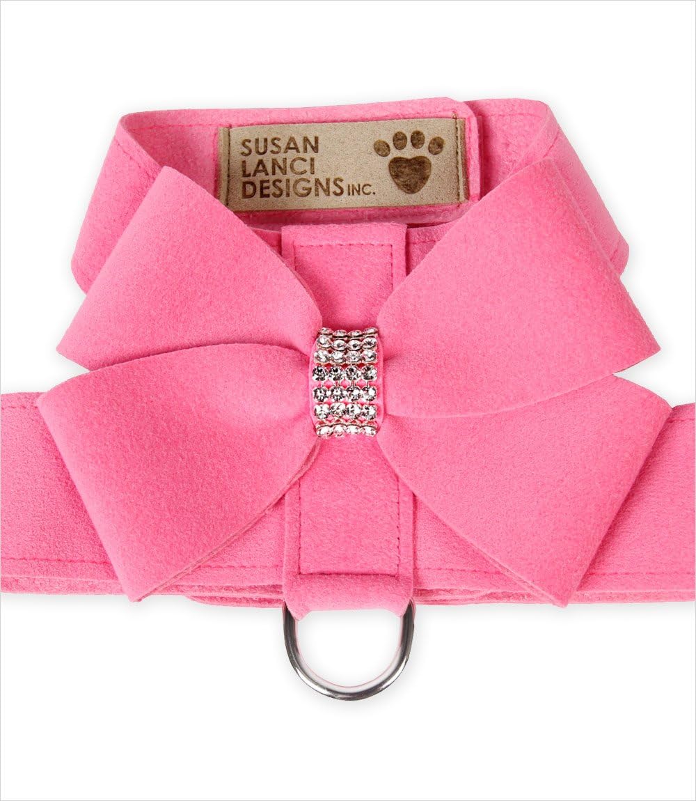 Susan Lanci Designs Nouveau Bow Ultrasuede Designer Dog Harness w/Swarovski Crystals
