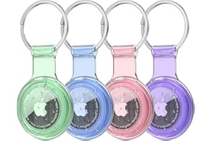HATALKIN AirTag Holder AirTag Case Keychain Air Tag Holder, Silicone AirTags Key Ring Cases Tags Chain Apple GPS Item iTag Finders Accessories 4 Pack