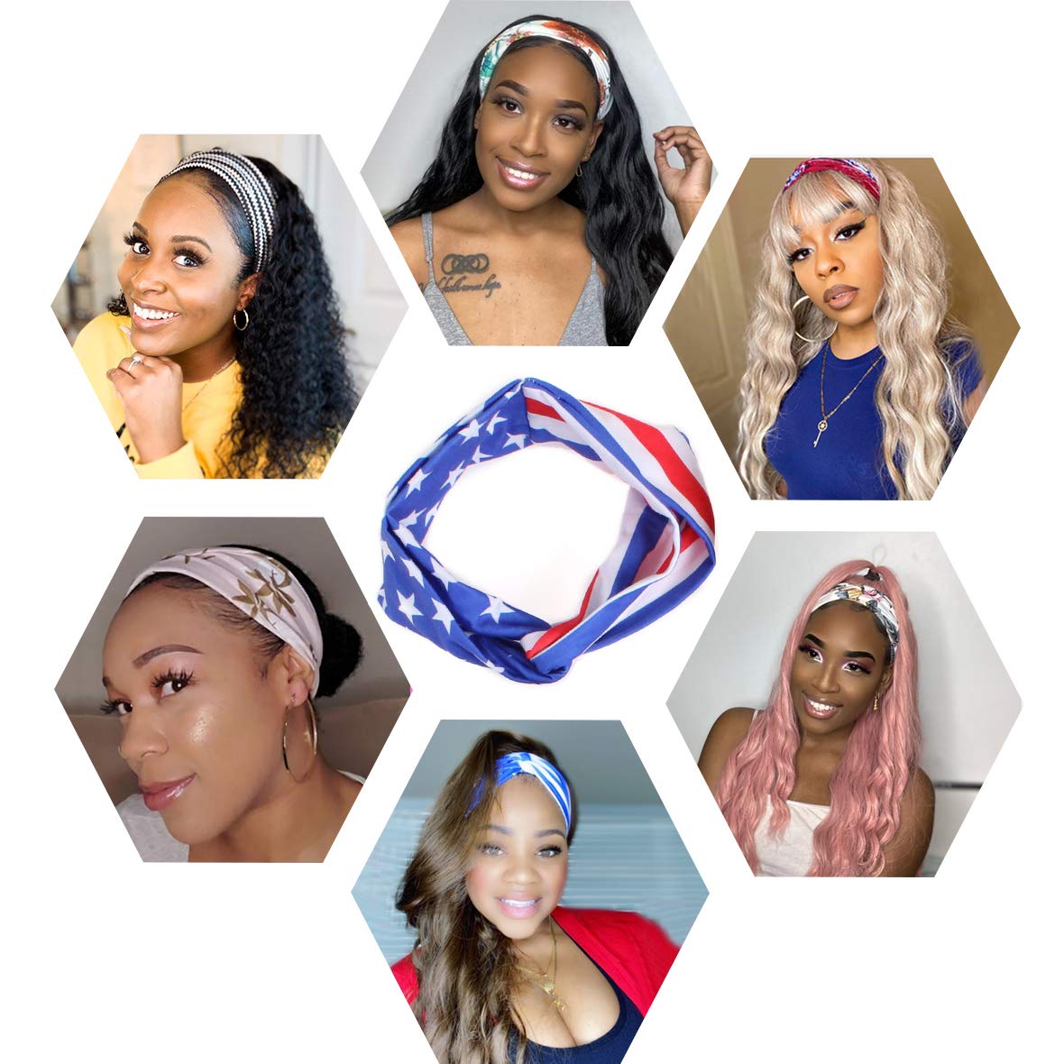 Kachanaa 6 Pack Boho Criss Cross Headbands Wig Vintage Elastic Bandana Headbands Hair Band Head Wrap for Women for Yoga Outdoor Sport Accessories(S4) : Beauty