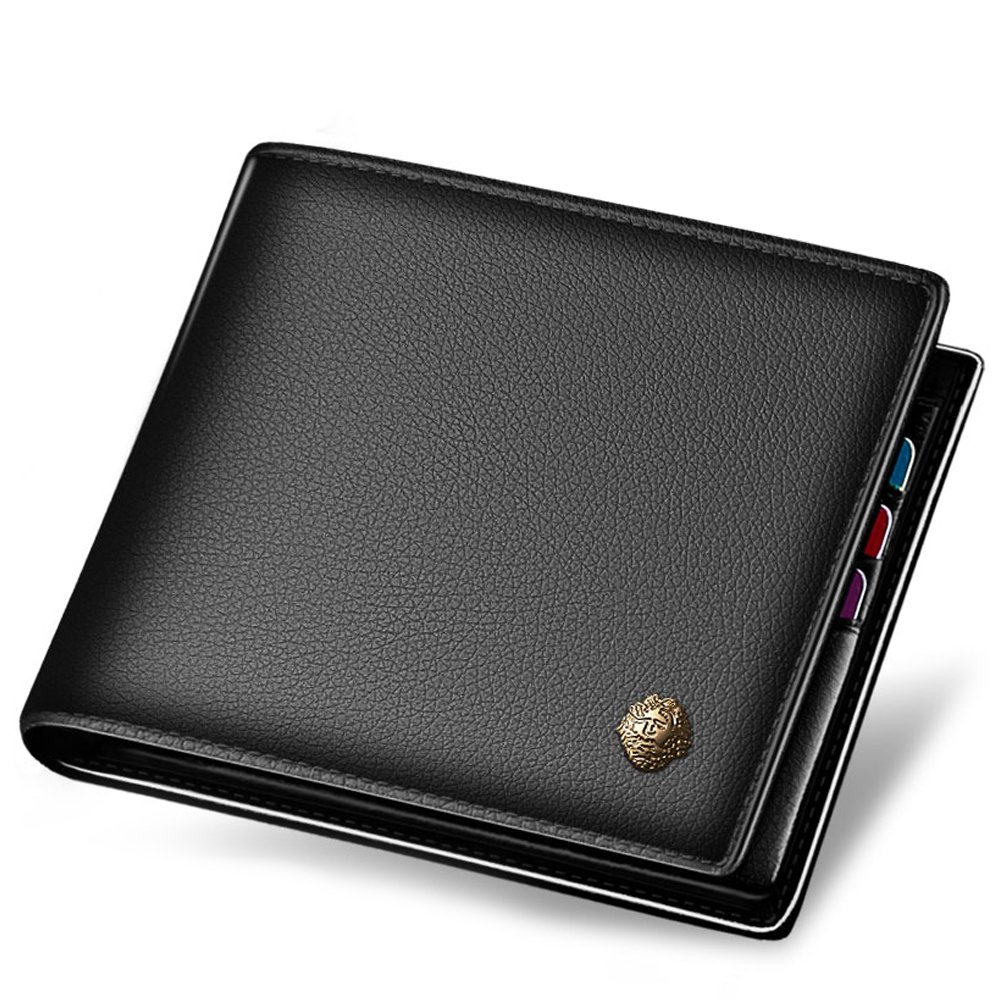 LAORENTOU Men s Wallets Genuine Cow Leather RFID Blocking Gift Box