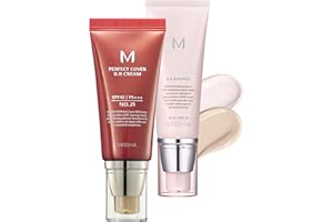 MISSHA BB ESSENTIALS KIT M PERFECT COVER BB CREAM No.21 Light Beige - Light with Cool Undertone/SPF 42 PA+++ 1.69 oz & M BB Boomer 1.35 oz -Lightweight, Multi-Function, High Coverage