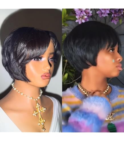 Amazon.com : JOEDIR HAIR Pixie Cut Wig Human Hair Short Wig  display picture 1