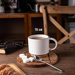 GBHOME 15OZ Stackable Coffee Mugs, Ceramic Coffee