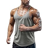 Agilelin Men's Bodybuilding Stringer Tank Tops Quick Dry Workout Shirts Sleeveless Y-Back Tops