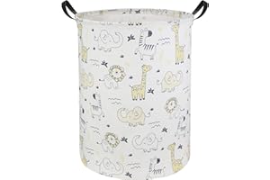 HIYAGON Baby Laundry Hamper Basket Baby Hamper for Nursery Boy and Girl Cute Kids Toys Storage Bin Organizer Animal Room Decor(Animals)