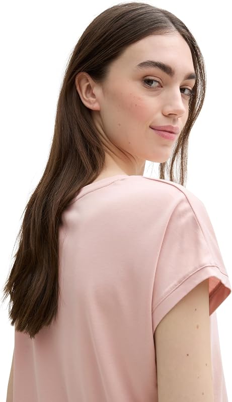 T-Shirt Ample pour Femme avec col en V, 10880 - Rose fumé, S