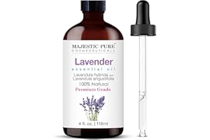 MAJESTIC PURE Lavender Essential Oil with Glass Dropper | 100% Pure and Natural Lavender Oil | Premium Grade Essential Oils f