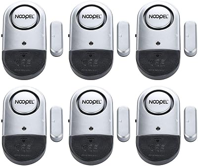Noopel Door Alarm 6 Pack 120dB Window Sensor Burglar Alarm Magnetic