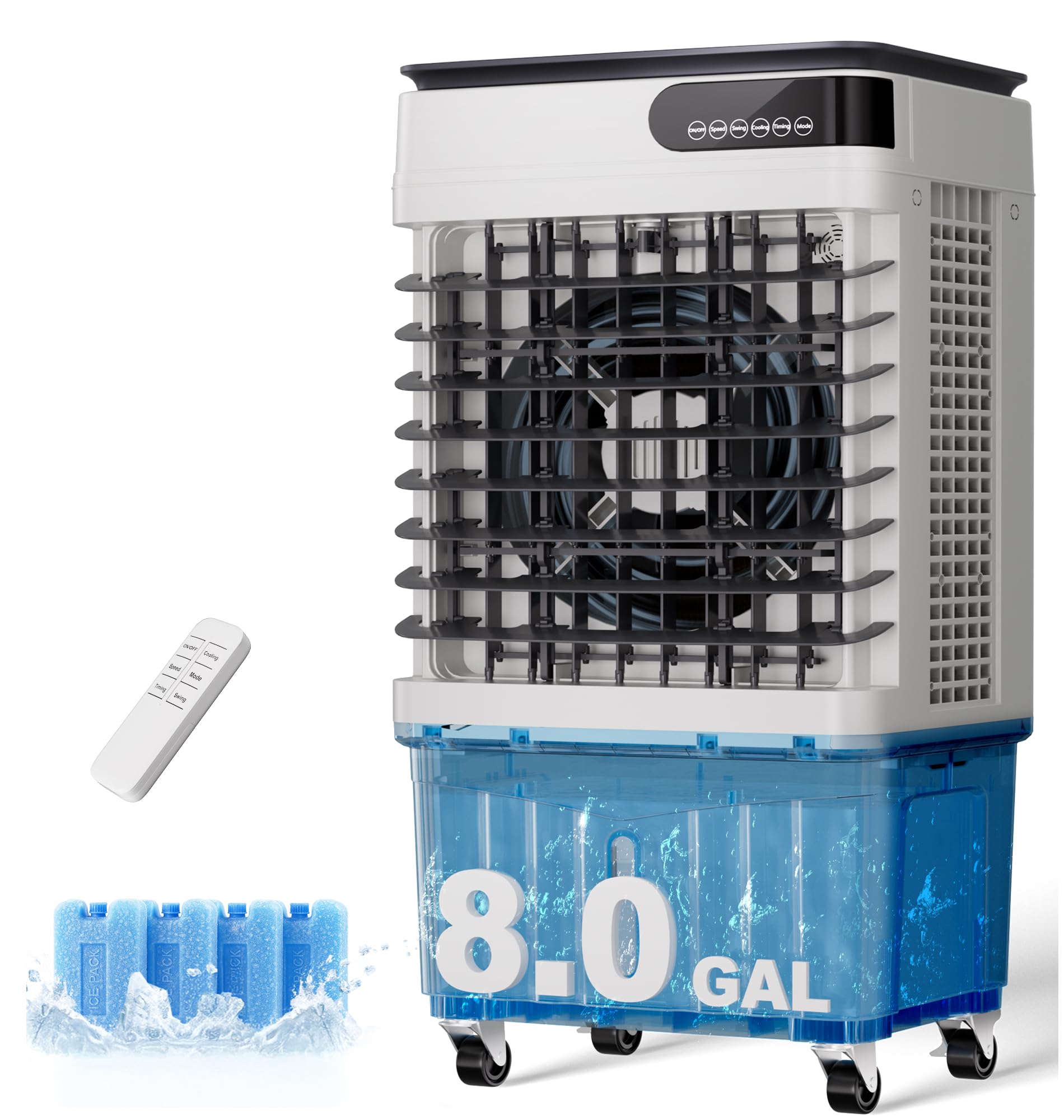 Photo 1 of Uthfy Swamp Cooler, 2500 CFM Evaporative Air Cooler with 8.0 Gal Water Tank, 120° Oscillation, 3 Modes, 12 H Timer, Remote, 4 Ice Packs, Portable Air Conditioner for Indoor?36 Inch?