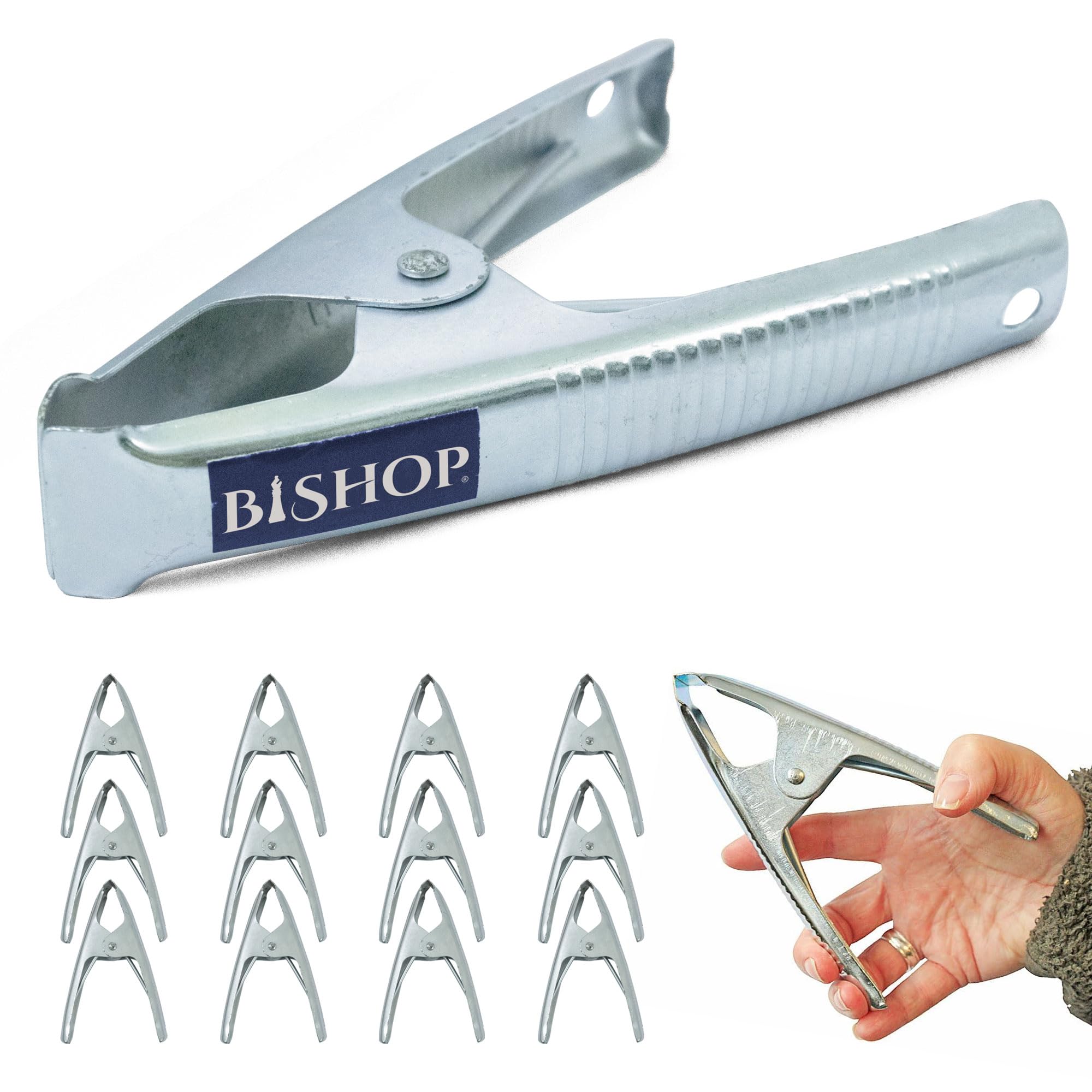 Commercial Grade Metal Spring Clamps for Woodwork - Rust Proof Market Stall Tarp Clips Clamps 50mm Jaw Capacity - Metal Clips All Steel Construction 160mm Length - Triple Coil Spring Clips (Qty: 12)