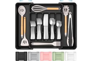 ukeetap Extra Large Expandable Silverware OrganizerBPA-Free Food-Safe Cutlery Flatware OrganizerKitchen Utensil Drawer Or