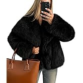 ZESICA Women's Winter Faux Fur Coats Fluffy Jacket 2026 Trendy Long Sleeve Lapel Shaggy Warm Outerwear with Pockets