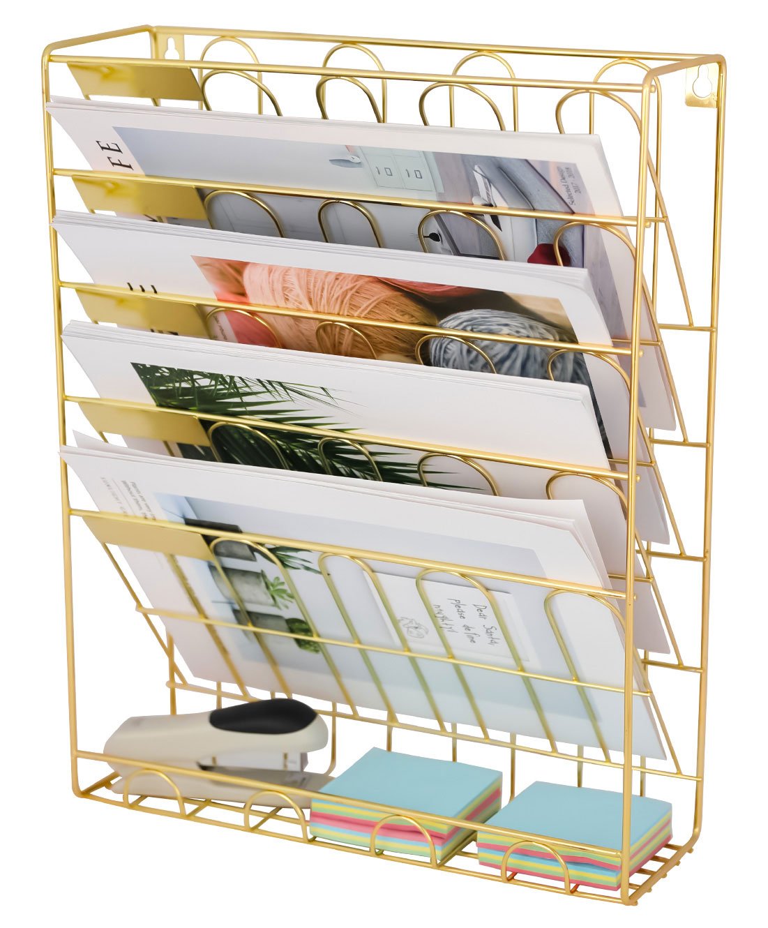 Superbpag Hanging Wall File Organizer, 5 Slot Wire Metal Wall Mounted