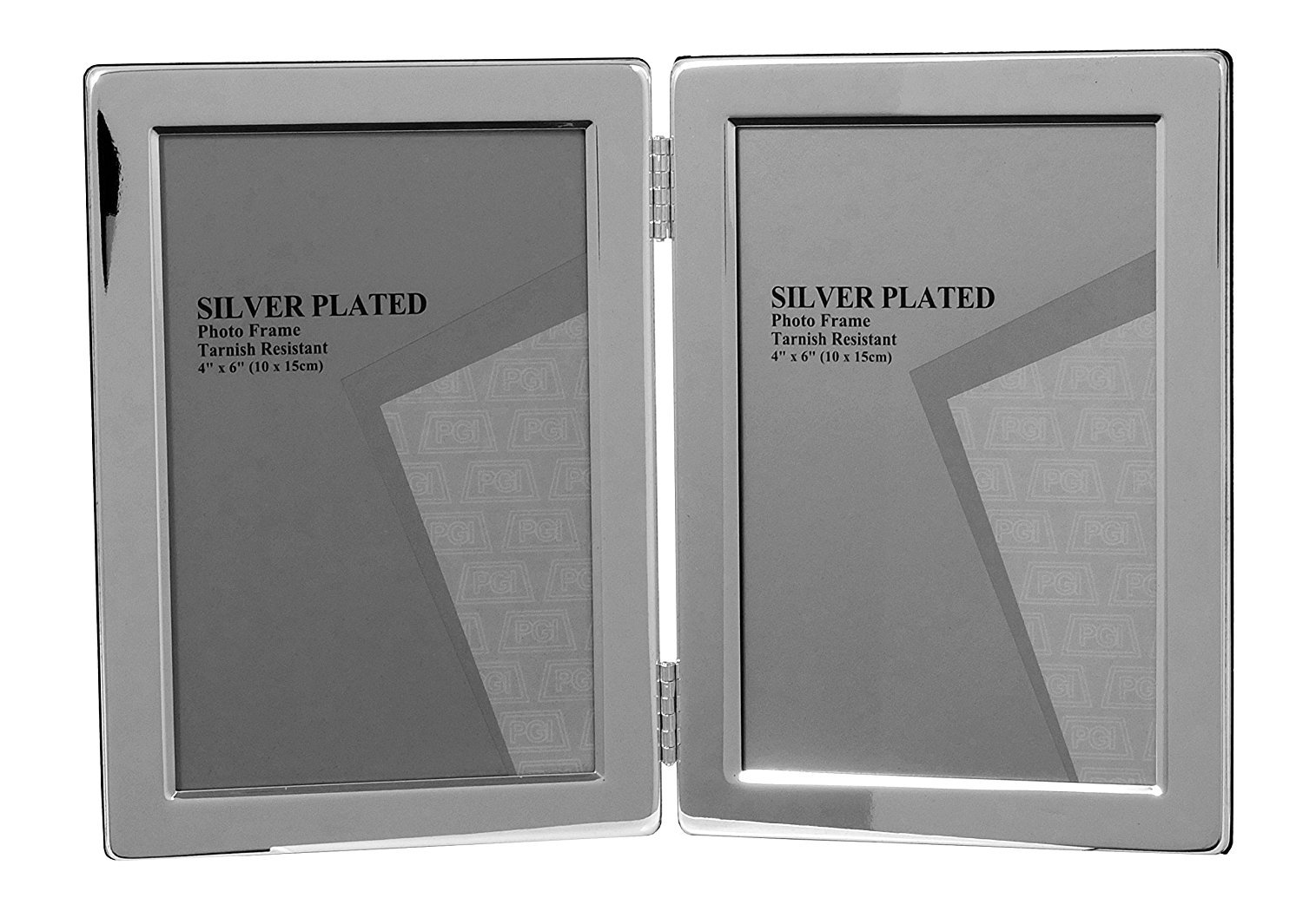 Double Silver Picture Photo Frame 4" x 6" Narrow Edge (Portrait)