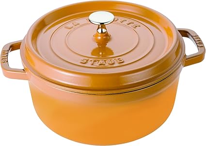 STAUB Cocotte Redonda, Hierro Fundido, Amarillo Mostaza, 24 cm