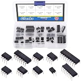 Glarks 50Pcs 10 Types Integrated Circuit Chip IC Chips Assortment Kit, opamp, Single Precision Timer, pwm, Including LM324 LM358 LM386 LM393 UA741 NE5532 NE555 PC817 ULN2003 ULN2803