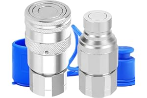 Cplbrb 3/4’’ NPT Flat Face Hydraulic Quick Connect Couplers/Couplings with Dust Caps, The Universal Bobcat Flat Face Quick Connect Fittings with with 1/2" Body ISO 16028 Standard