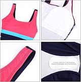 Womens One Piece Swimsuit Tummy Control Striped Sports Scoopback view 6