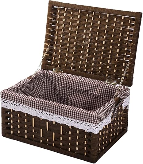 Amazon 蓋の籐製の屋台の洗濯綿の裏地と金属製のフレームのぬいぐるみ汚れた服 サイズ 48x34x29cm かご バスケット オンライン通販