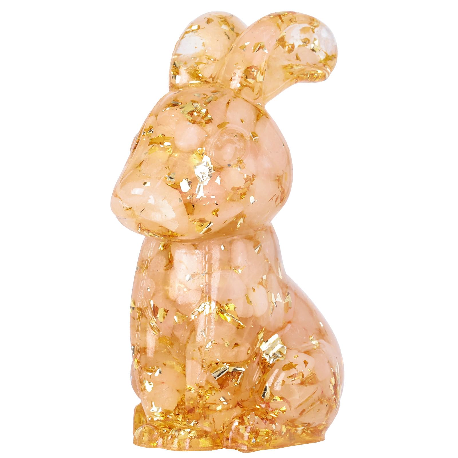 Nupuyai 3" Rose Quartz Crystal Stone Animal Rabbit Statue, Easter Bunny Figurine Resin Stone Figure Pocket Sculpture Feng Shui Ornament Good Luck Home Office Decor