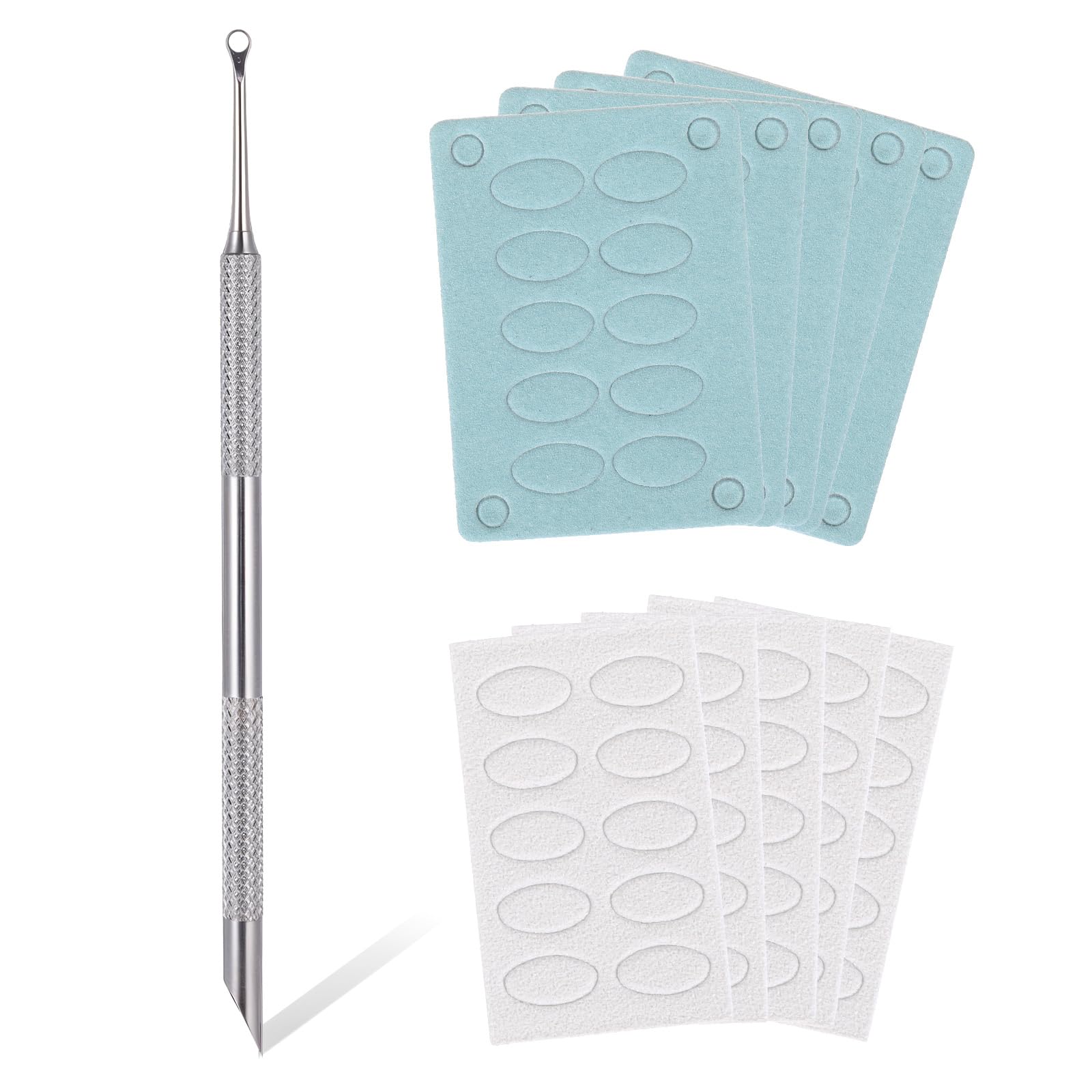 Cuticle Pusher, Dual Ended Nail Cuticle Remover with 10 Nail Sand Polishing Tablets Nail Care Polish Remover Cuticle Trimmer Manicure Kit for Pedicure Nail Art