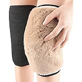 PURFUN Thermal Faux Fur Fleece Knee Braces Leg Warmers, Adults Winter Cozy Knee Pads Leg Wraps Sleeves for Ski Cycling Dance